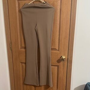 H&M High-Rise Flared Pants in Taupe Brown